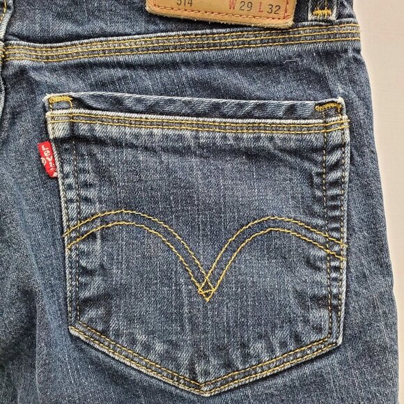 Levi's 514 Slim Straight Men's Dark Zip Thigh Pocket‎ Distressed Jeans 29x32 - Picture 6 of 7